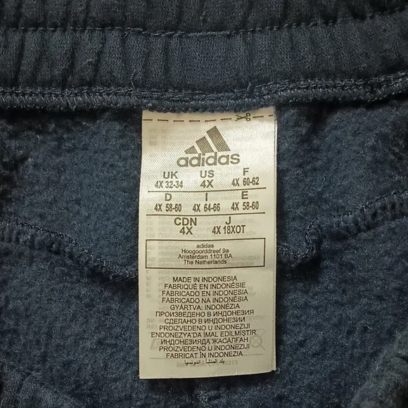 Adidas Mens Black Sweatpants Crop Capri with White Stripes Size 4x - Picture 3 of 10